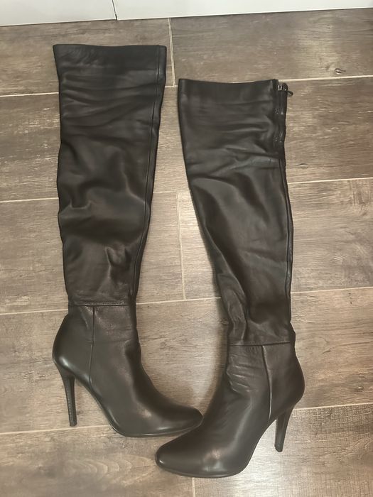 Кожаные ботфорты