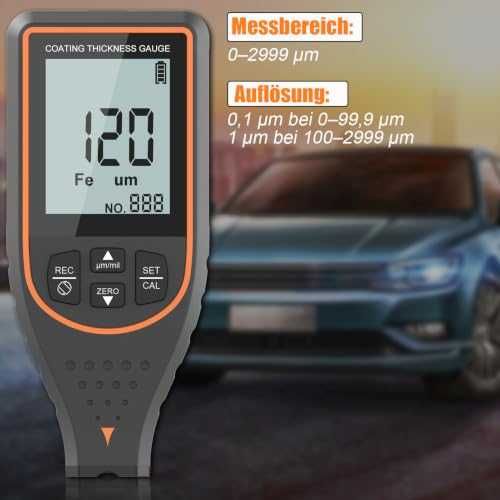 Дебеломер за автомобилна боя 2999µm с Fe/NFe разпознаване