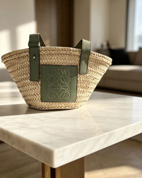 Сумка Loewe Raffia Anagram Basket