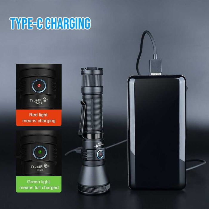 Lanternă LED tactică reîncărcabilă Trustfire T40R 1800 lumeni 550 de m