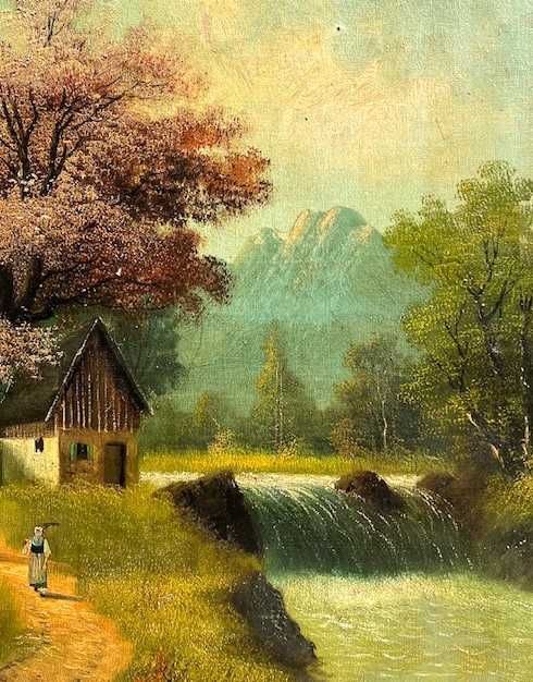 SUPERB! Tablou f vechi, SEC XIX 70x55cm+R ulei/panza semnat datat 1882