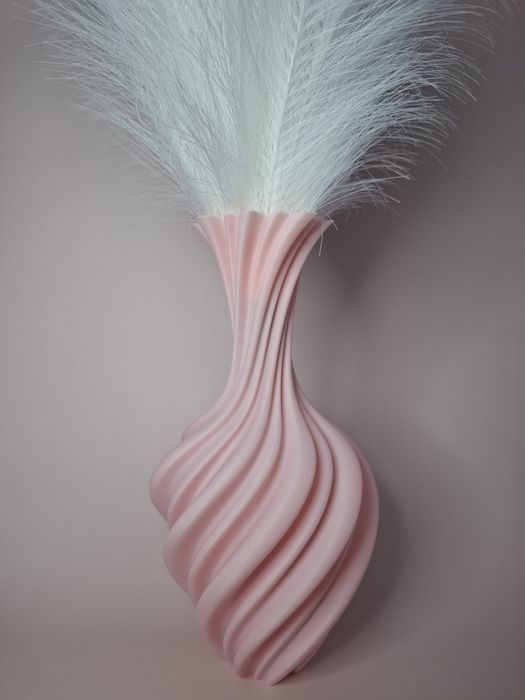 Vază decorativă modernă – design spirală – culoare roz pal