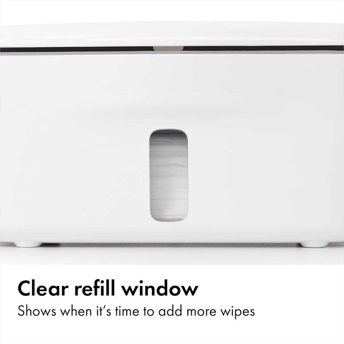 OXO TOT Perfect Pull Wipes Dispenser – Дозатор за влажни кърпички с тежка плоча, за използване с една ръка, сив