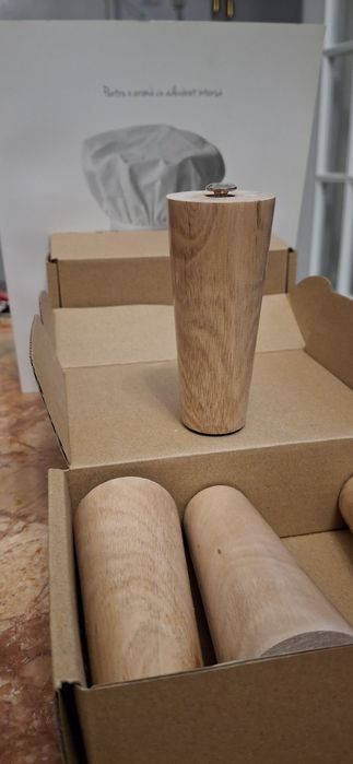 Set 4 picioare conice din lemn masiv pentru mobilier - 10 cm