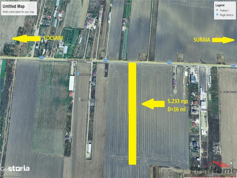Teren intravilan 5.233 mp, D=16 ml, STRADA PRINCIPALA,zona ONASIS