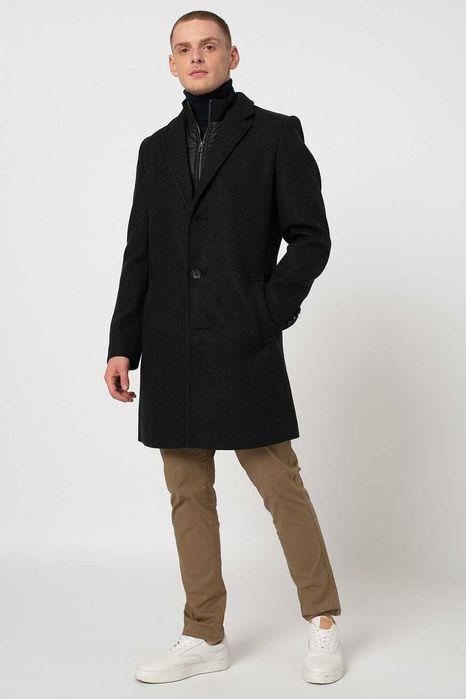 Palton slim 52 XL premium Robert Red lana Alpaca moale negru