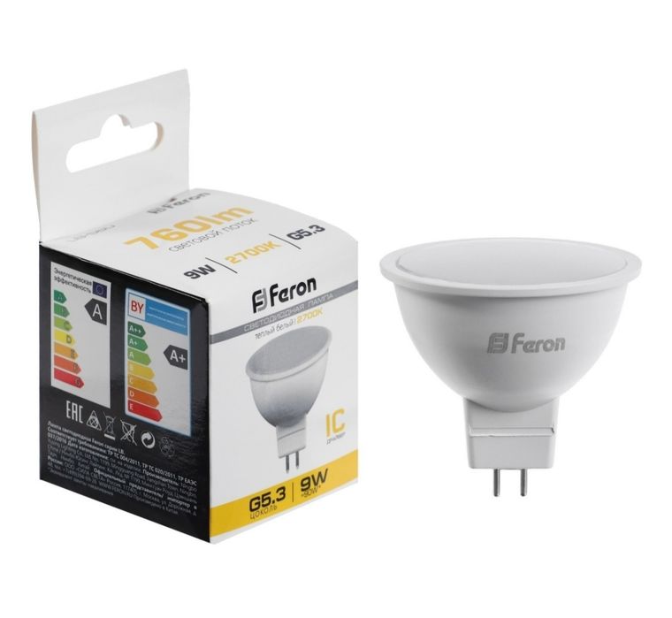 Лампа Feron 9W G5.3, светодиодная, теплый белый