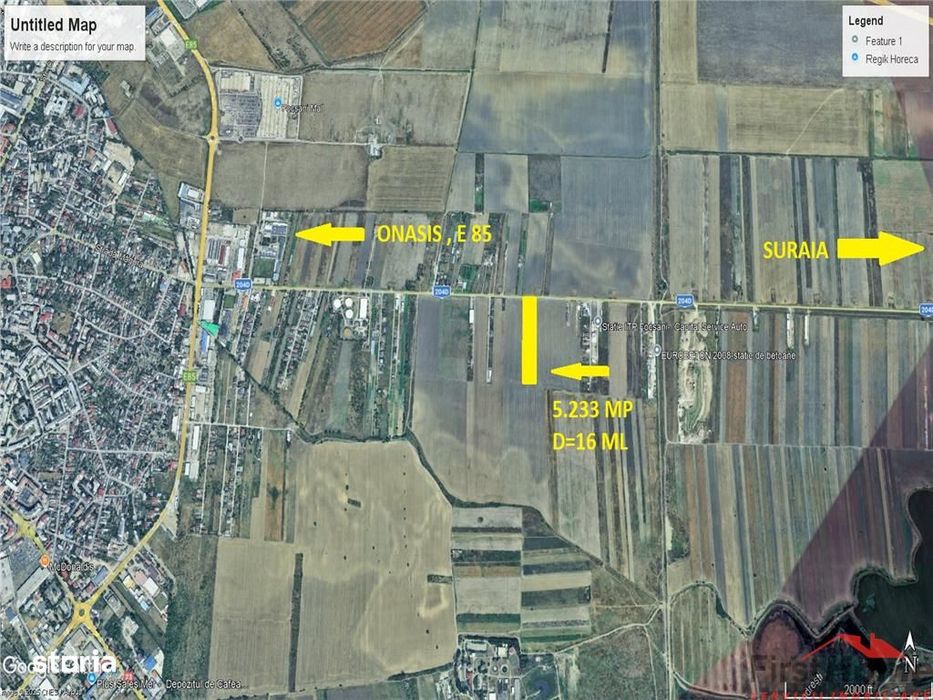 Teren intravilan 5.233 mp, D=16 ml, STRADA PRINCIPALA,zona ONASIS