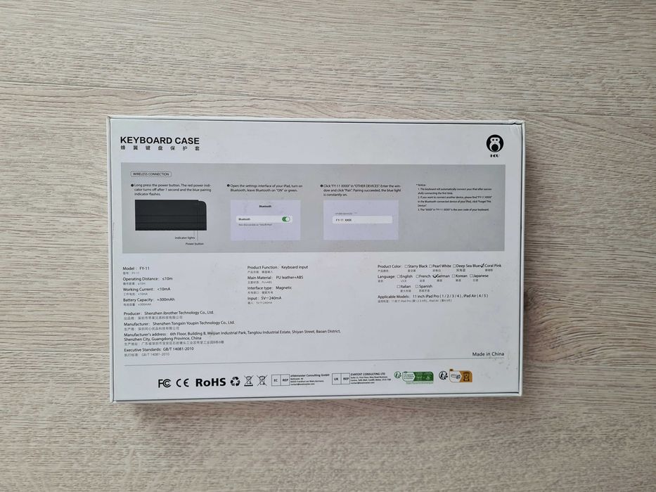 Tastatura Magnetica Roz HOU FY-11 pentru Piad Pro 11, Air - NOUA