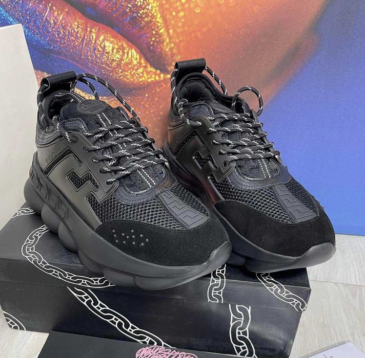 Adidasi Versace Chain Tripple Black Unisex (Livrare cu verificare)