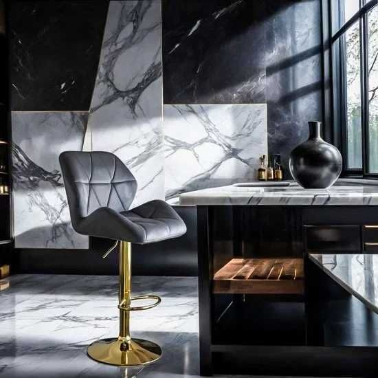 Scaun Bar Catifea lux in 4 culori Cadru auriu ABS 148 LIVRARE GRATUITA