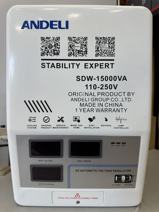 Новый Стабилизатор напряжения АНДЕЛИ/ANDELI/с QR-код SDW-15 Kva 220V