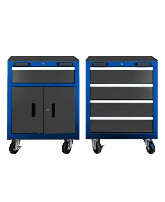 Комплект работна маса, шкафове и сервизни колички – метални HAWEK