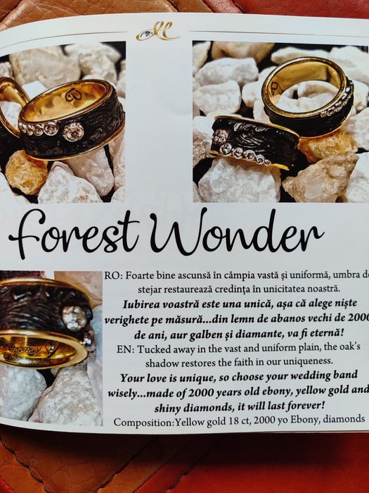 Inel unicat aur 18ct,diamante si abanos