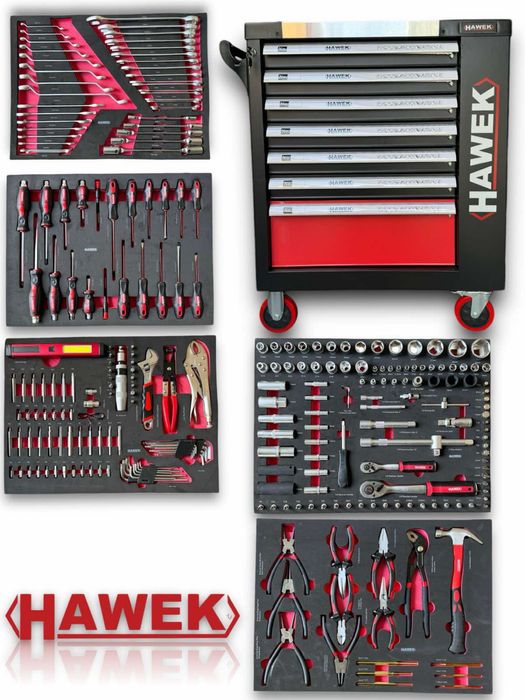 Шкаф-количка с инстументи 261 части HAWEK