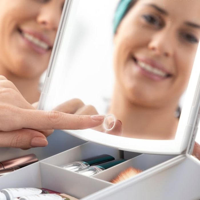 Сгъваемо козметично огледало 3in1 LED С органайзер за грим