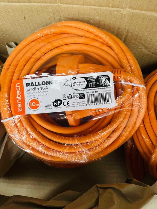 12 x Cablu Prelungitor Exterior 10M, Rezistent la Intemperii, 2x1,5 mm