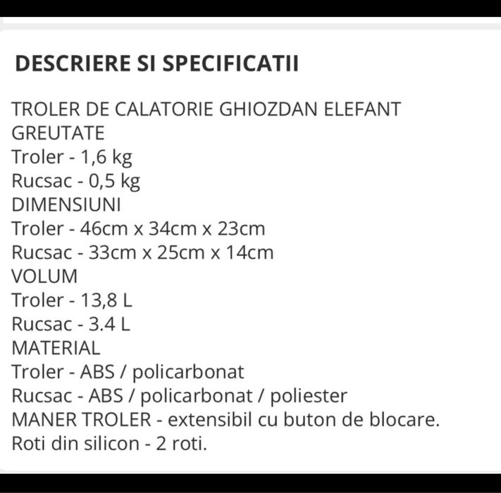 Set troler & ghiozdanel calatorie