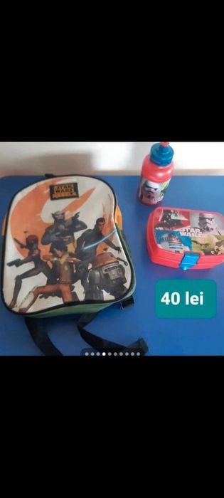Ghiozdan nou și set sticla și cutie mâncare Star Wars