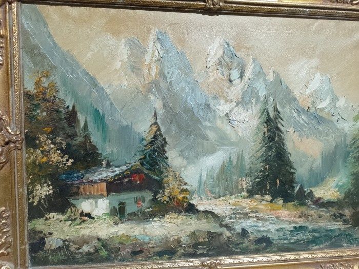 Tablou Ulei pe pânză o lucrare realizată în cuțit semnata încadrată î