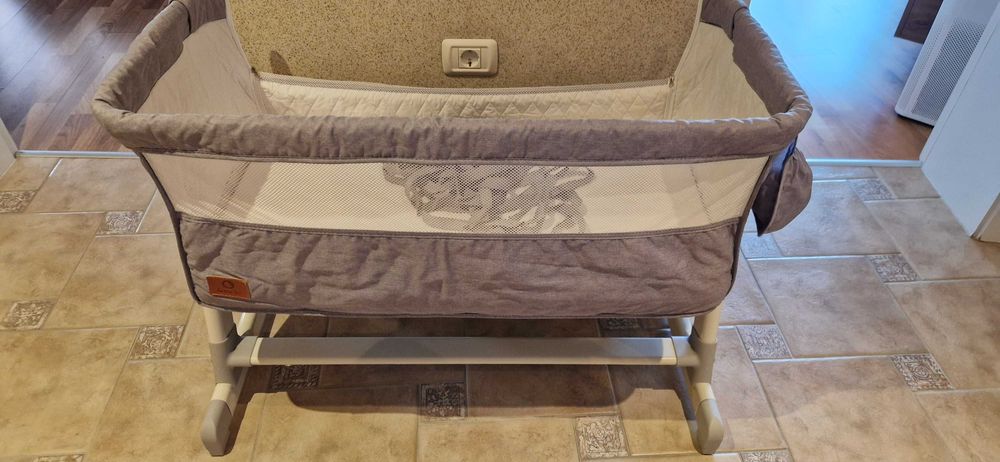 Детско легло/кошара Lionelo Theo "next to me" - 2бр - розово и сиво