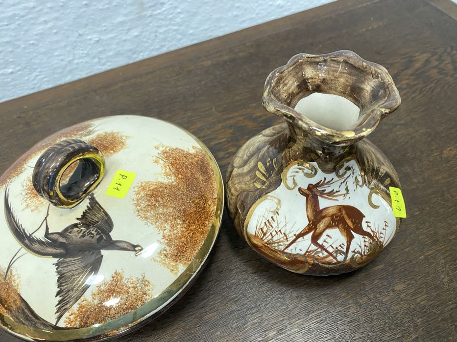 Винтидж Hubert Bequet Belgium ръчна украса ваза и кутия 1950те