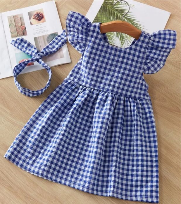 Set Rochite+bentita galben/albastru bebe fetite
