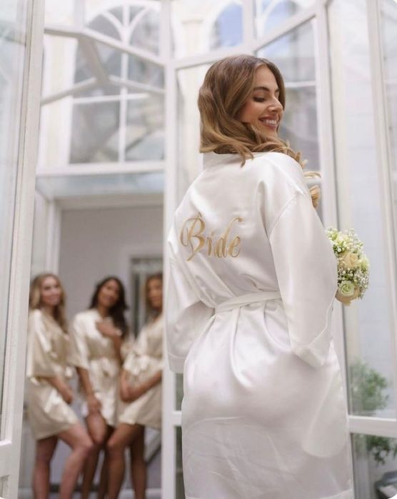 Халат за булка с надпис Bride