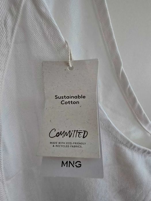 Нов гащеризон Mango Khris Dungarees White Regular Fit