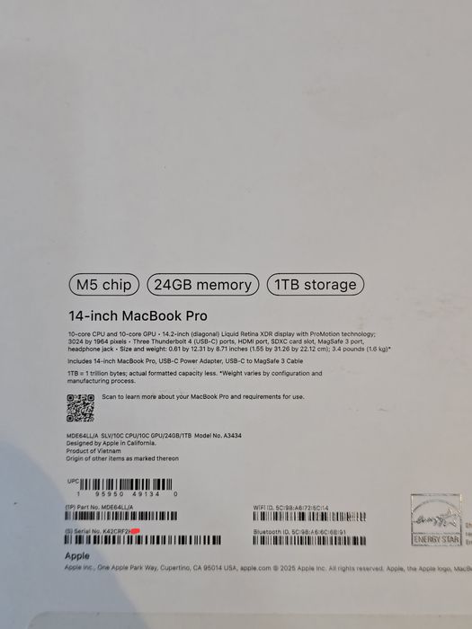 MacBook Pro 14 M5 24/1TB 6 циклов