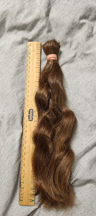2 cozi păr castaniu natural copil, nevopsit, netratat, în stare foarte bună, verificați detaliile mai jos