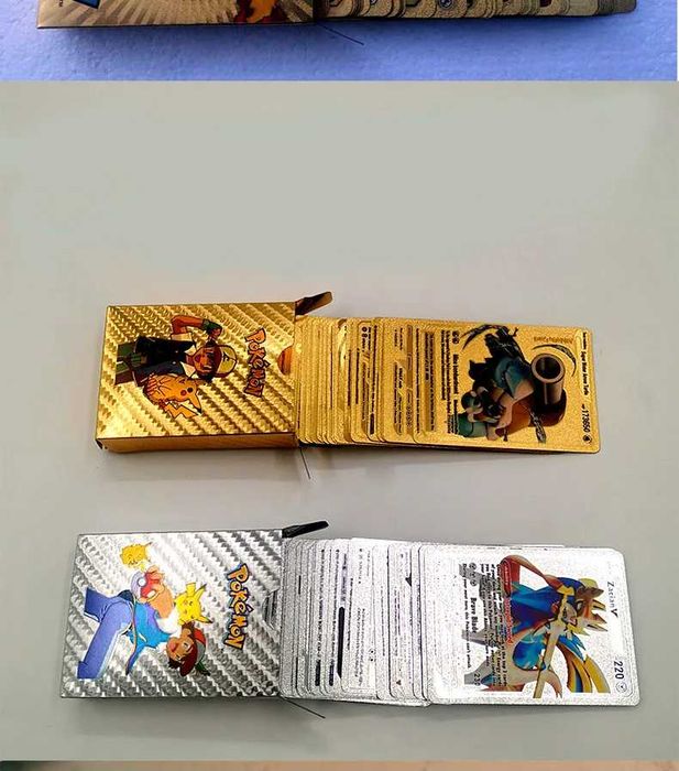 Pokemon 55 штук металлическая золотая карта покемонов Чаризард Vmax Gx