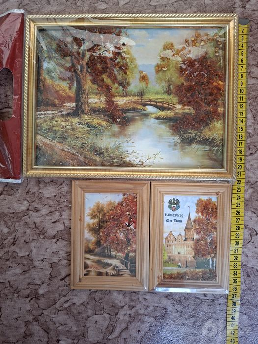Новые в упаковке картины, инкрустированные янтарем.