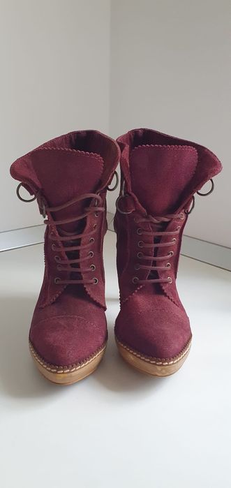 Ghete cu toc 37 piele naturala Bershka