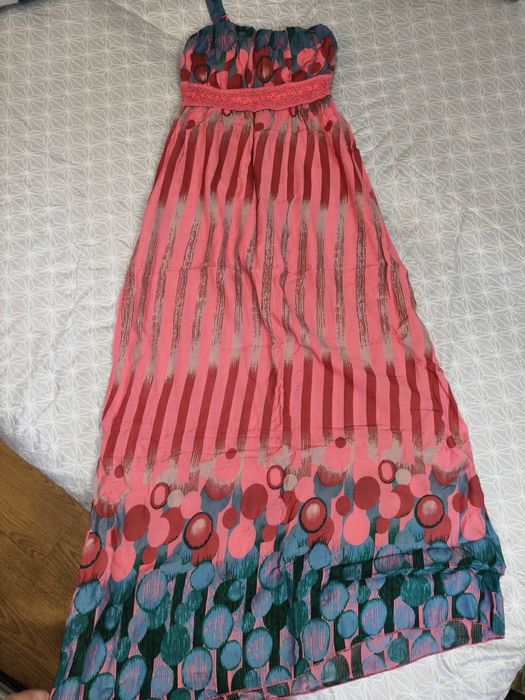 Rochie lungă de vară roz, vaporoasă, mărimea S