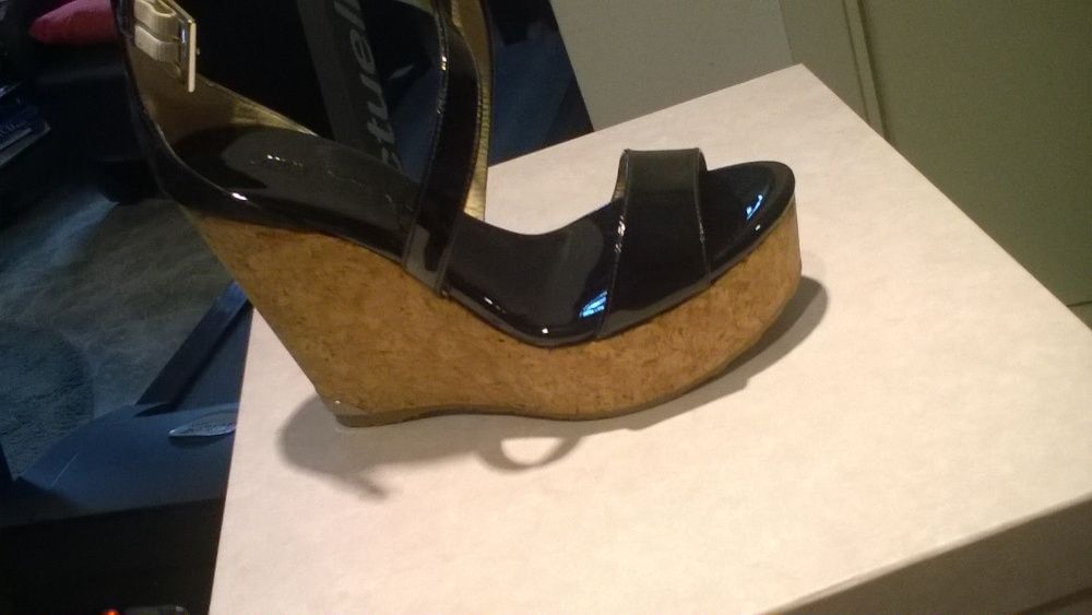 Sandale negre JIMMY CHOO cu platforma piele 34 1/2 IT, EU size 35 1/2