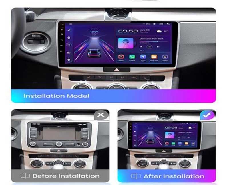Navigatie Android VW Passat B6 / B7 Carplay Android Auto Wireless