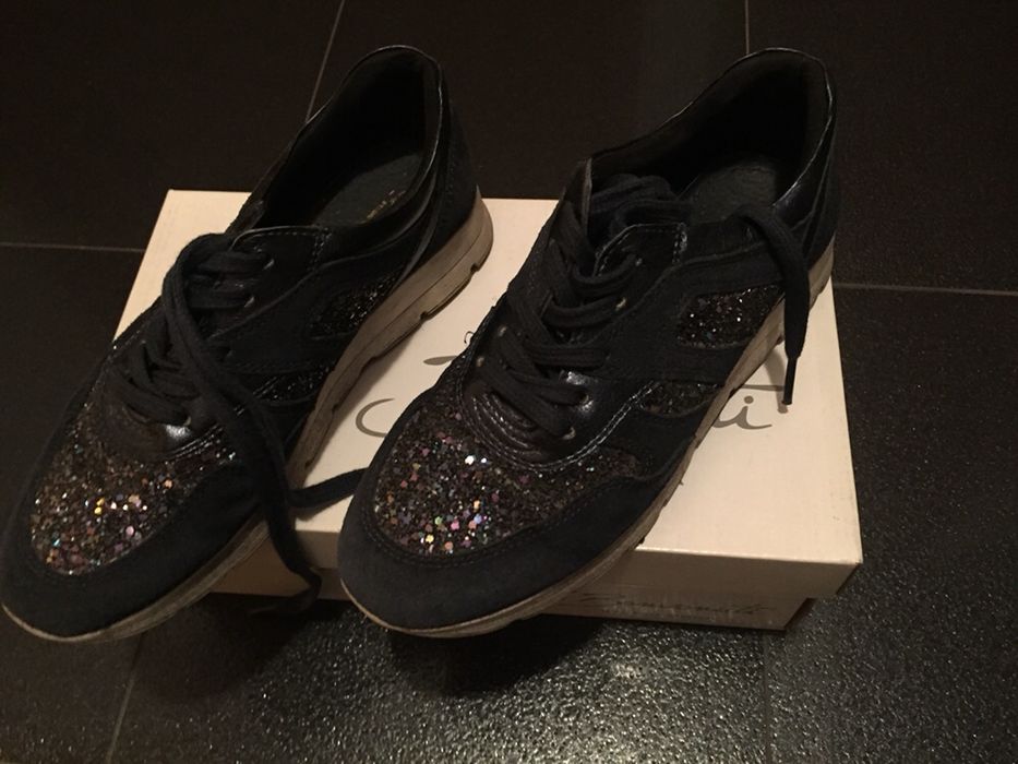 Adidasi pantofi Benvenuti piele naturala intoarsa si sclipici 35/36