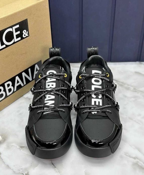[ULTIMA MĂRIME DISPONIBILĂ: 43] Adidasi/sneakers talpa low/pantofi casual-elegant barbati Dolce & Gabbana Portofino Leather D&G