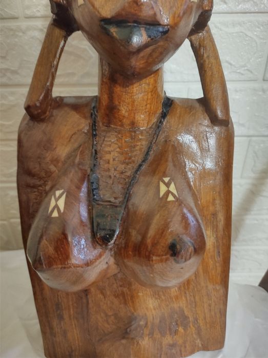 Statueta mare lemn indigen africa NUD FEMEIE AFRICANA H - 50 cm