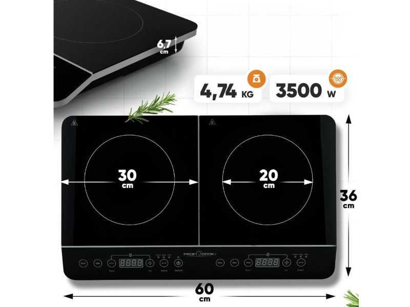 Двоен Индукционен Стъклокерамичен Котлон ProfiCook PC-DKI 1067 - 3500W, Черен