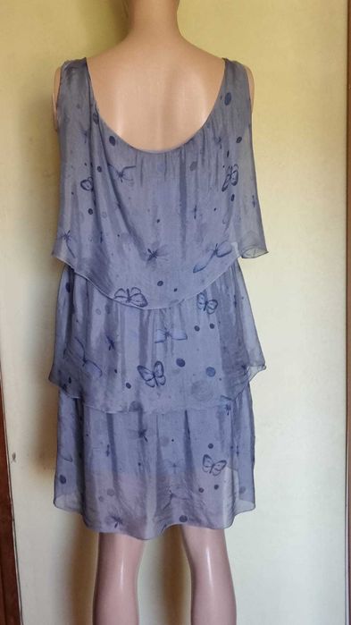 Rochie bleu, matase naturala 100%, marimea M