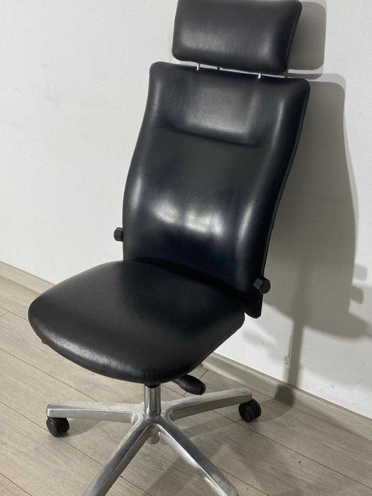 3 Buc. Scaun Birou din Piele Naturală; Scaune Role și Reglaj Înălțime
