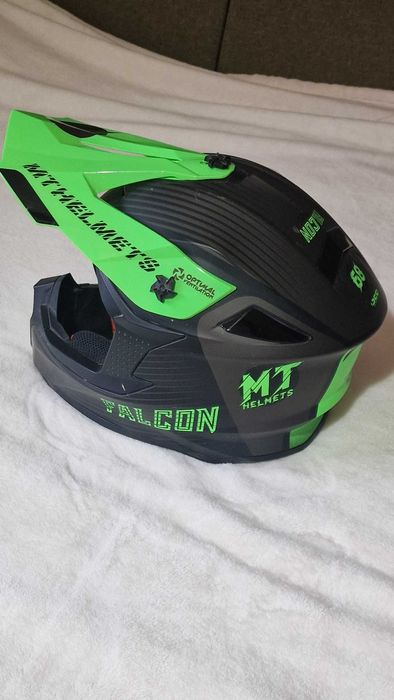 Casca Moto Enduro Falcon System D6 Matt Fluor Green -marimea M