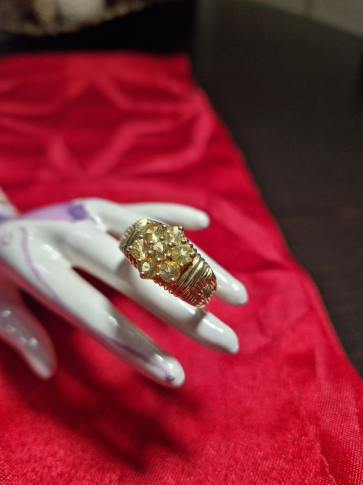 Изключителен сребърен пръстен с позлата и цитрин