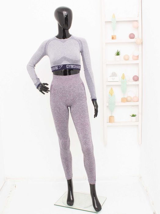 Gymshark дамски комплект кроп топ къс + клин висока талия за фитнес XS