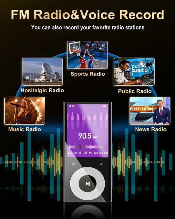 64GB MP3 плейър с Bluetooth 2.4" екран Hi-Fi звук без загуби Bluetooth MP3 плейър