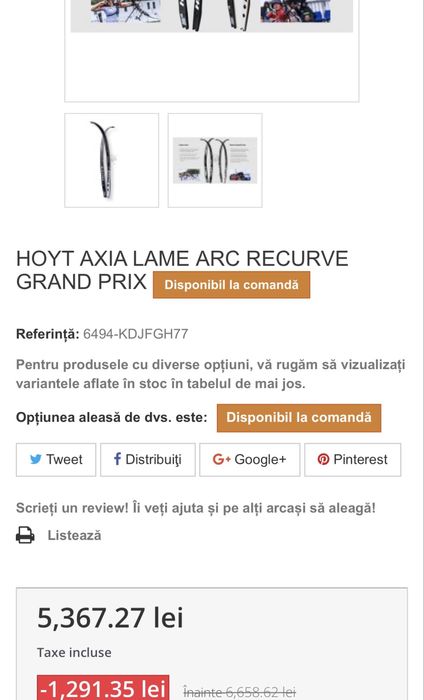 Lame arc recurve Hoyt Axia GP (grand Prix) 30lbs long