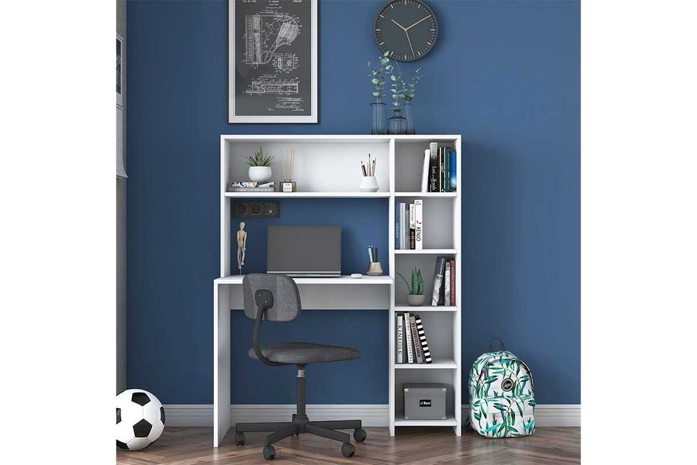 Бюро Puzzle-home 2025, ПДЧ, Сонома или Бял, 113x40x142cm, ПРОМО!