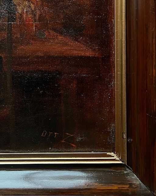 "LA CARCIUMA" Tablou F VECHI, ulei/panza, semnat OTT Z. 80X60cm+rama.